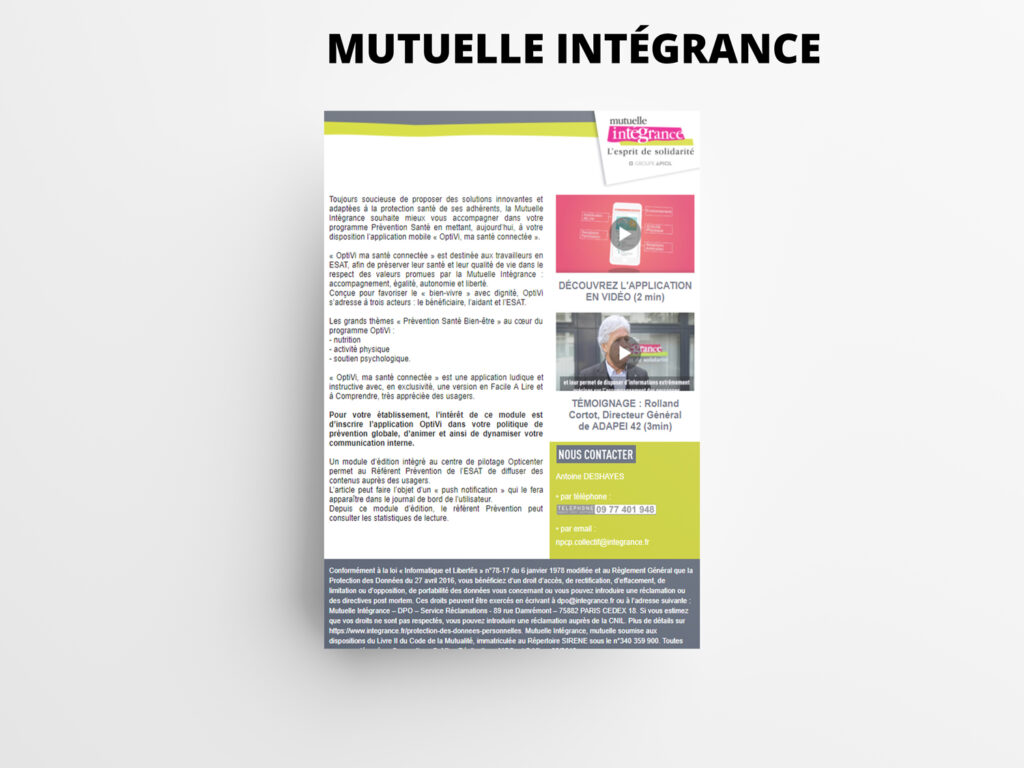 Image référence mutuelle intégrance Emailing et Newsletter