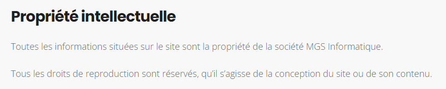 Mentions légales propriété intellectuelle